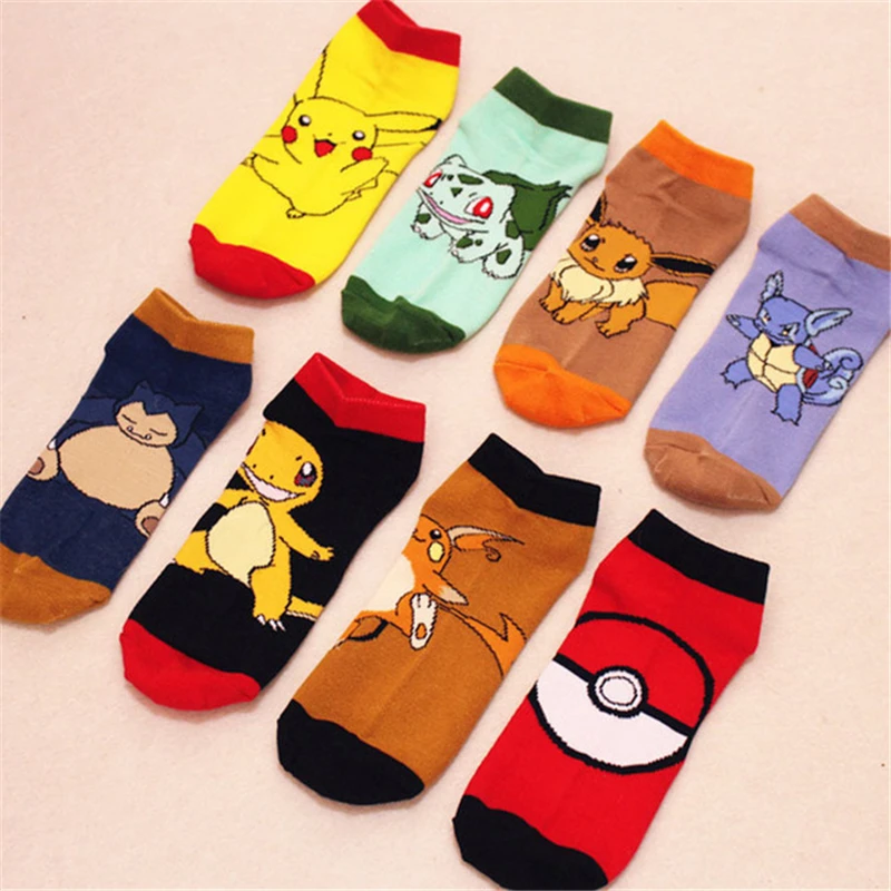 Anime Pokemon Pikachu Pocket Monster Cosplay Prop Ankle Socks Hose Cartoon Snorlax Charmander Cotton Sock Kids Child Stockings