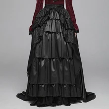 Панк RAVE женская готическая Дворцовая юбка в пол мерсеризованная жаккардовая кружевная длинная юбка с оборками
