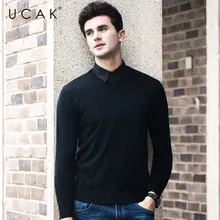UCAK Brand Merino Wool Sweater Men Autumn Winter Cashmere Pullover Men Casual V-Neck Mens Sweaters Pure Color Pull Homme U3054 UCAK Brand Merino Wool Sweater Men Autumn Winter Cashmere Pullover Men Casual V-Neck Mens Sweaters Pure Color Pull Homme U3054