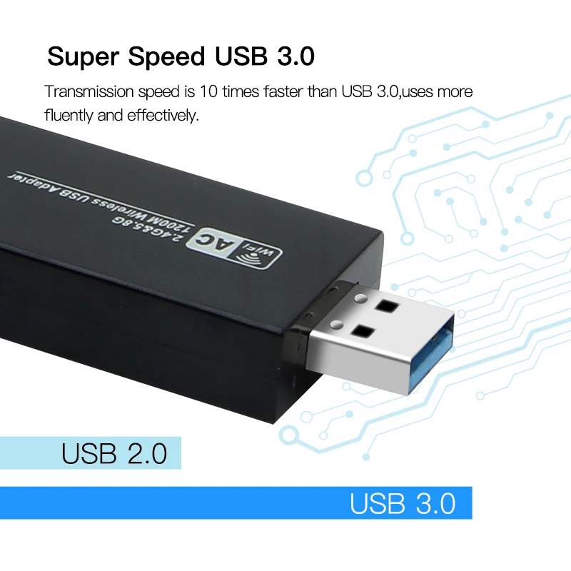 1200 Мбит/с USB 3,0 Wifi адаптер двухдиапазонный 5 ГГц/2,4 ГГц 802.11AC RTL8812BU Wifi ключ сетевая карта для ноутбука Настольный Windows MAC