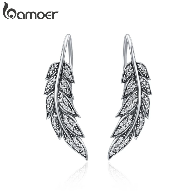 Женские серьги подвески из серебра 925 пробы с перьями|earrings for|dropping earrings for womendrop |