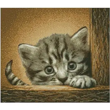 

Cat on the ladder patterns Counted Cross Stitch 11CT 14CT 18CT DIY Chinese Cross Stitch Kits Embroidery Needlework Sets