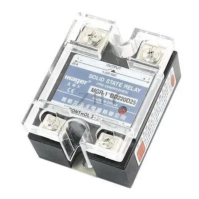 

DC 3-32V Input 5-220V 25A Output Clear Cover Single Phase Solid State Relay