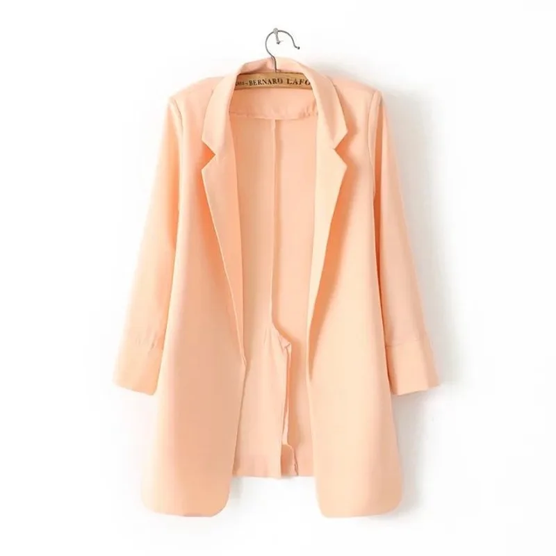 

2019 Minimalist Dangling Blazer Summer Early Autumn Slim Fit Split Cuff Chiffon Small Suit Women Thin Loose Jacket