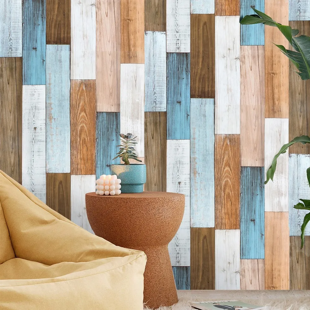 

Vintage Waterproof Wood Wallpaper Roll Diy Self Adhesive Peel and Stick Wallpaper Living Room Bedding Room Wall Decor