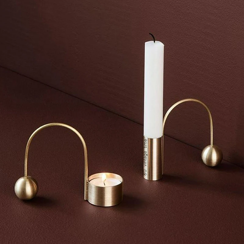 

Nordic Minimalist Geometric Candlestick High Quality Black and Gold Minimalist Design 3D Decorative Metal Stick Candle Holder