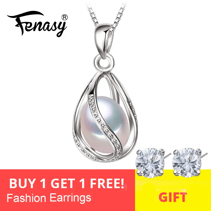 Natural Pearl Pendant cage Necklace Freshwater Pearl Silver Necklace Pendant