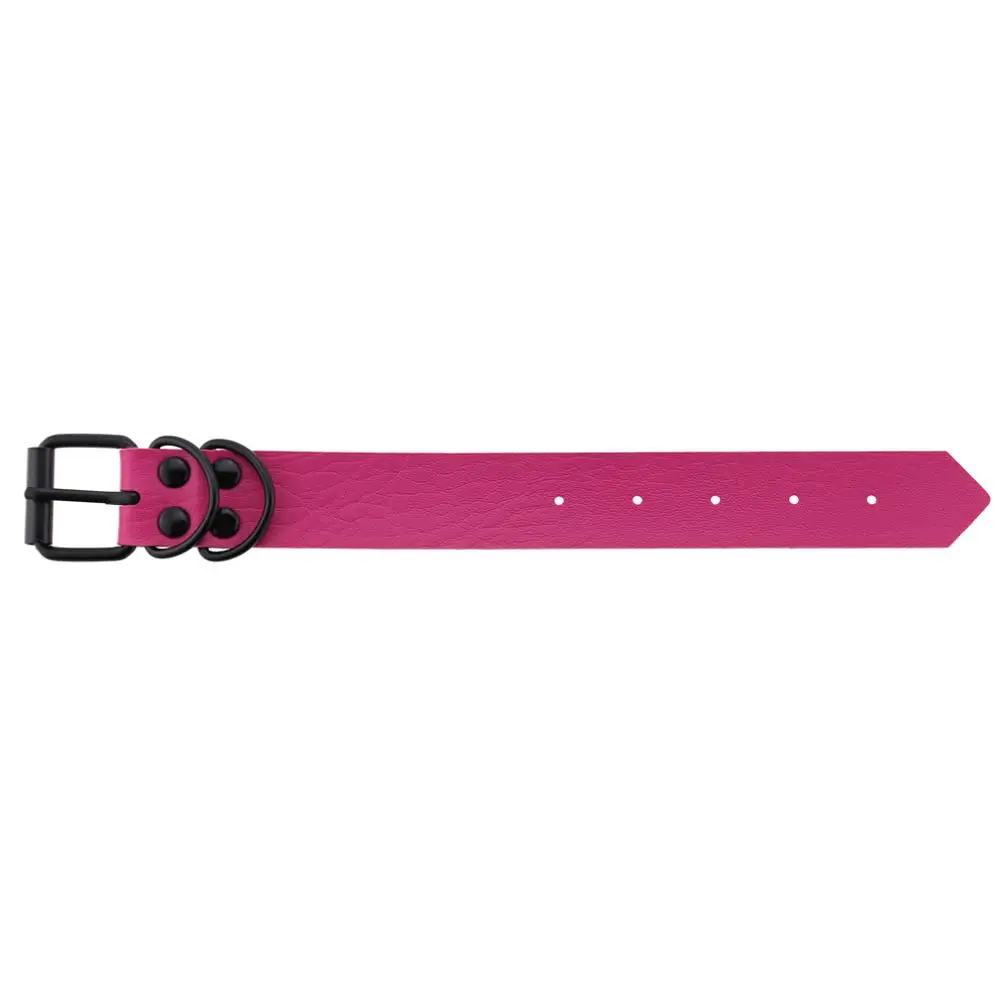 fuchsia Панк готический черный металлический унисекс простой широкий большой кожаный браслет - Окраска металла: fuchsia