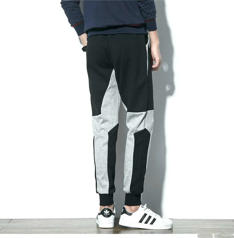 VOGUELEO New England Style Casual Pants Drawstring Full Length Cotton Sports Patchwork Oversize Panelled Japan Version