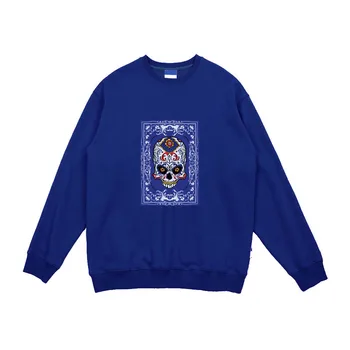 

glam punk goth rock music art skull design Cotton fleece men women O neck sweatshirts natural thick warm fabric no cap hoodies