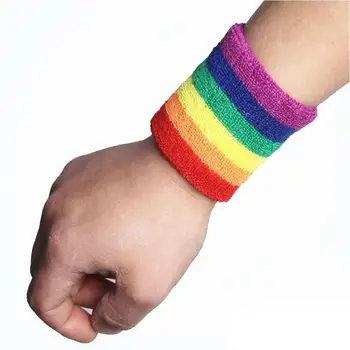 1 Paar Polsbandjes Kleurrijke Zweet-Absorberende Sport Handdoek Elastische Polsband Wraps Basketbal Badminton Pols Guard Ondersteuning Beschermen