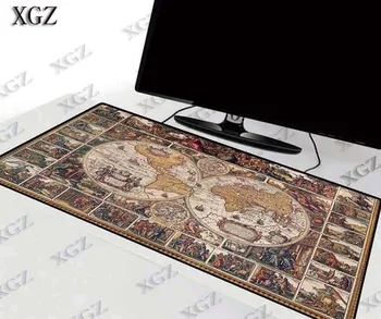

XGZOld World Map Large Gaming Mouse Pad Lock Edge Mat Keyboard Desk Table Gamer pad for Laptop Notebook