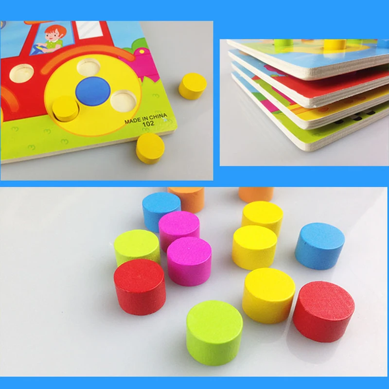 Деревянная головоломка для детей игрушки DIY 3D мультфильм головоломка матча доска детские цветные познавательные детские развивающие игры Монтессори игрушки подарок