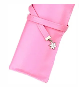 

Vintage Style Rollup Pencil Case, Pencil Bag, Pen Pocket - PU Leather pink sakura