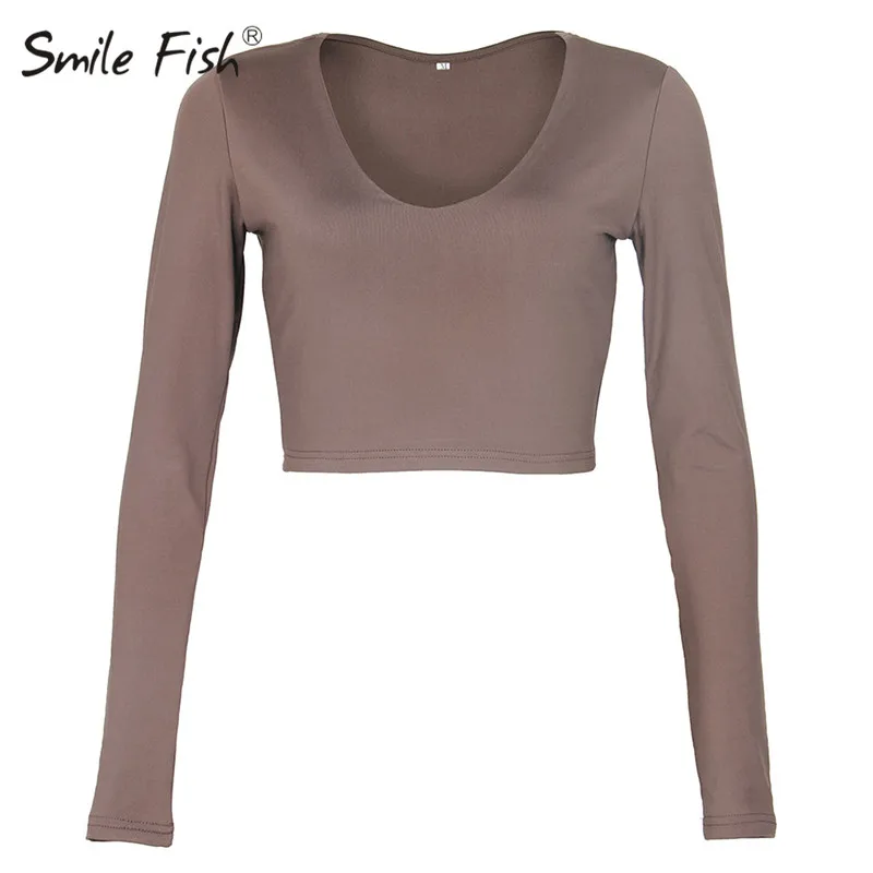 V-neck Khaki 2 Змеиная змея Harajuku Корейская женская футболка с длинным рукавом укороченный топ водолазка леопардовая Базовая короткая футболка Femme Сексуальная клубная блуза - Цвет: V-neck Khaki 2