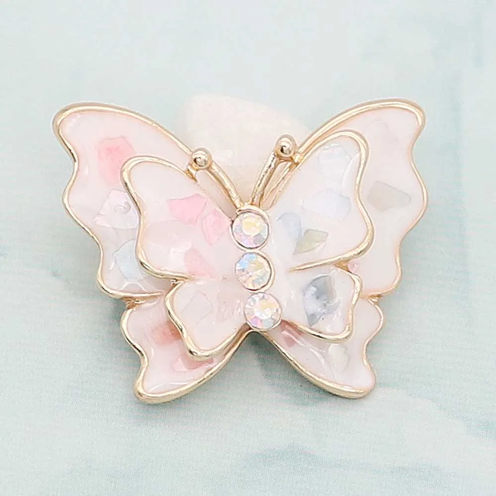 High Quality butterfly shape 18mm Metal Snap Button Charm enamel cate button Snap Button Jewelry