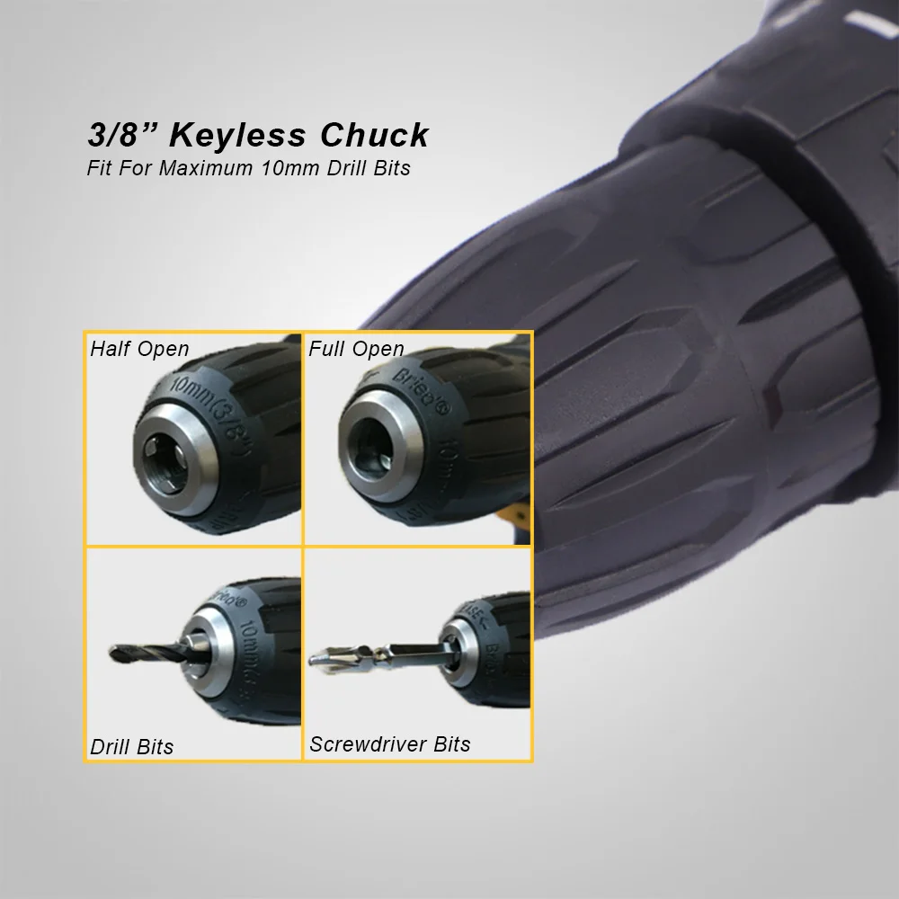 16.8V Cordless Screwdriver Variable Speed Electric Screwdriver Power Drill Electric Drill Driver Rechargeable Drill Accessories (8)