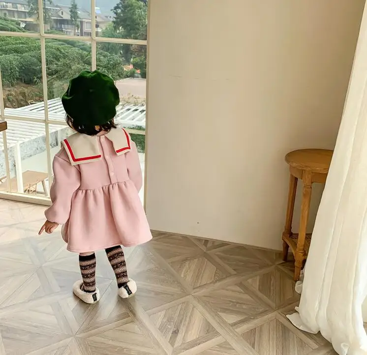 wholesale girls thicken dress winter fashion cotton kids girls dresses 1-6 years