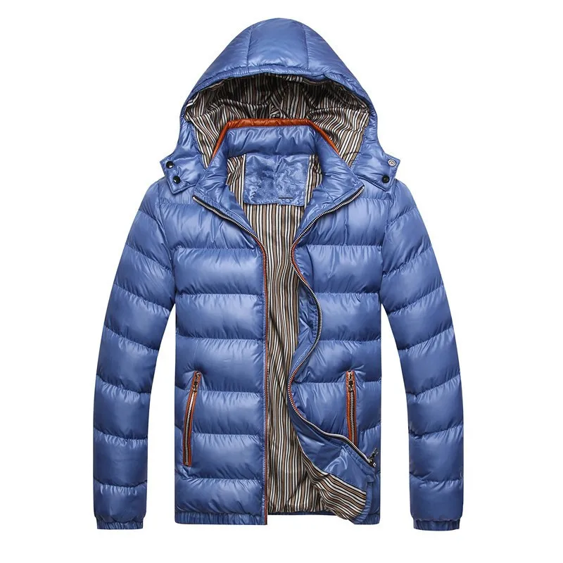 HEFLASHOR повседневные мужские парки, зимняя приталенная куртка, верхняя одежда, ветровка, Мужская Уличная теплая куртка, пальто для мужчин s, пальто плюс - Цвет: blue