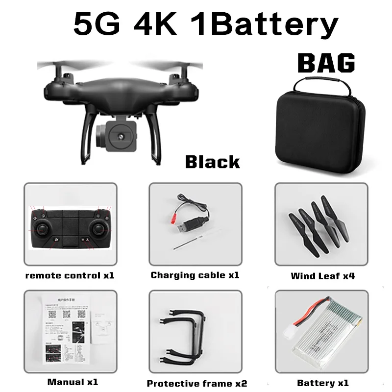 gps Дрон SH4 камера HD 4K 1080P 5G Wifi FPV Профессиональный Квадрокоптер RC Дрон вертолет игрушки для детей VS SG907 - Цвет: Black 4K 1B Bag