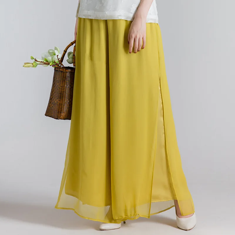 

Zeho Classroom Wind Summer White Hunker Pants Straight Wide-Leg Skirt Pants Origional Zen Service Tea