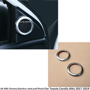 

For Toyota Corolla Altis 2017 2018 2019 styling stick ABS chrome Inside Audio Speak Sound Cover Ring circle lamp trim part 2pcs