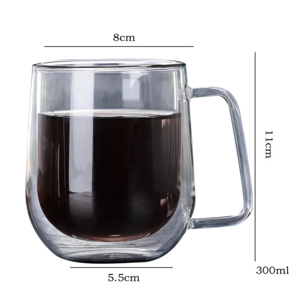 300 мл термостойкая стеклянная чашка с двойными стенками, чашка для молока, сока, чая, изоляционная кружка для напитков, защита здоровья и окружающей среды