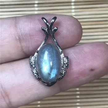 

Natural Yellow Blue Labradorite Pendant Jewelry For Women Men 25x15x9mm Oval Beads Stone Silver Fashion Necklace Pendant AAAAA