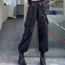 

Women's Pants Cargo Pants Harajuku Casual Black High Waisted Pants Hippie Streetwear Kpop Oversize Mall Goth Trousers for Female