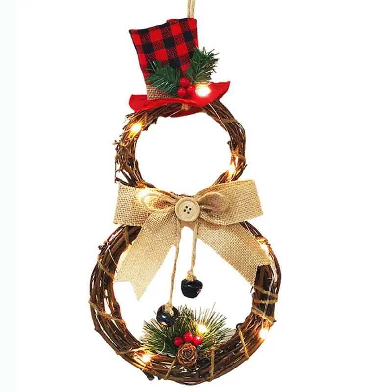 

2019 Fashion Christmas Wreath Light Up LED Pre Lit wreath Door Wall Decoration Romantic warm