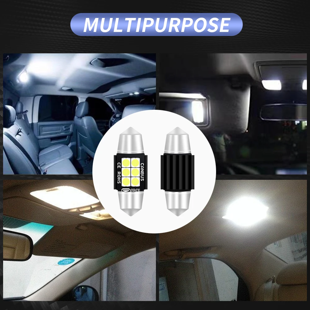 2шт 31mm-6SMD-3030 автомобильные лампочки для Чтения номерного знака Лампа высокой яркости 6000K украшение для автомобильной фары автомобильные лампочки