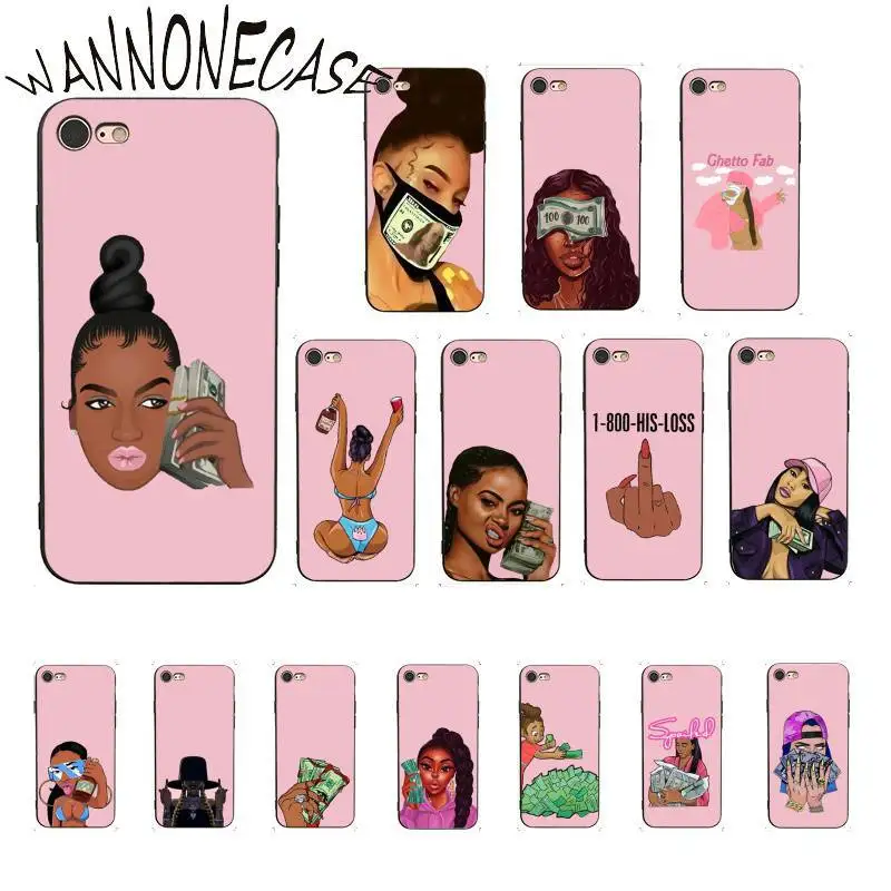 WANNONECASE make money kash doll Black Girl DIY Painted Phone Case For iPhone 8 7 6 6S Plus X XS MAX 5 5S SE XR 11 11pro promax | Мобильные