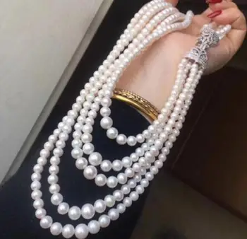 

Free Shipping Top new style 7-9 mm REAL Freshwater WHITE pearl necklace