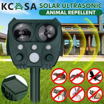 

Ultrasonic Solar Pest Repeller Mouse Dog Cat Foxes Bird Driver Eco-friendly Outdoor Garden Repellents 5 Speed Keep Animals Away