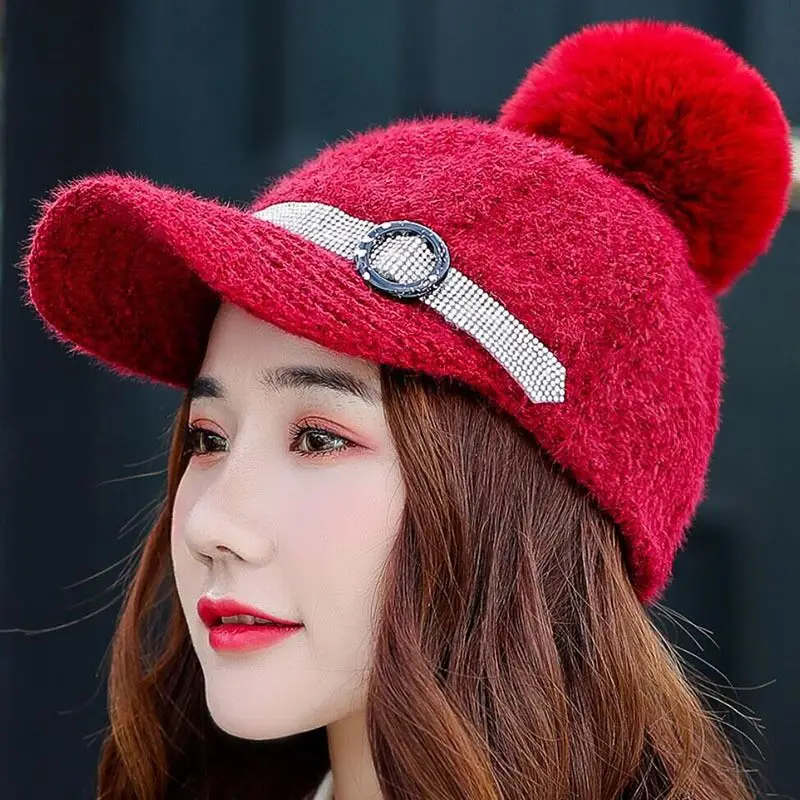 MAERSHEI зимняя шапка женская вязаная теплая дрель в полоску бейсбольная кепка для волос модная повседневная Кепка для девочек