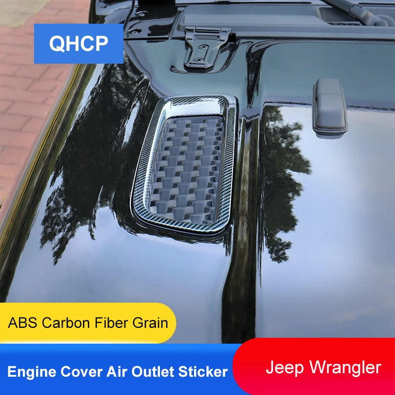 Qhcp Car Engine Air Outlet Frame Covers Trim Front Bonnet Vents Hood Air Vent Decoration Sticker Adatto Per Jeep Wrangler 2018-2022