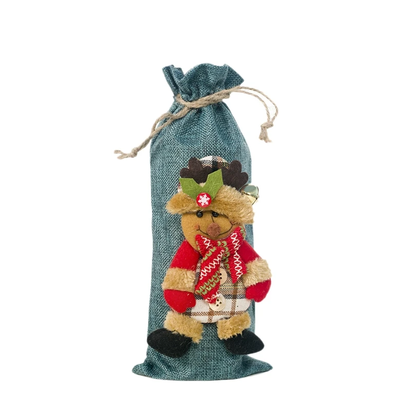 3 Pcs Christmas Wine Bottle Cover Santa Snowman Sweater Holiday Champagne Bottle Cover Xmas Party Dinnin Bottle Decorations