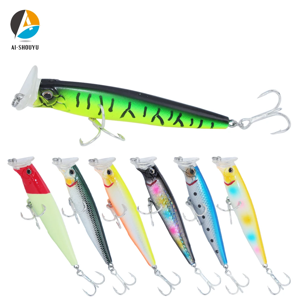 

AI-SHOUYU NEW 1pc 80mm 19.5g Hard Minnow Bait Longcast Sinking Artificial Fishing Lure with 2 Treble Hook Freshwater & Seawater