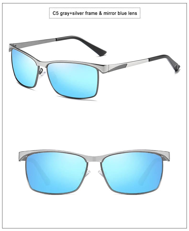 mirror blue BM, высокое качество, HD, мужские поляризованные солнцезащитные очки, UV400, для вождения, солнцезащитные очки, мужские, фирменный дизайн, Ретро стиль, прямоугольные, oculos masculino, очки - Цвет линз: mirror blue