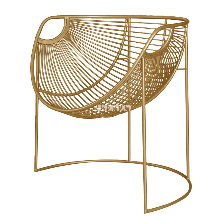 

Metal Frame Iron Leisure Chair Modern Simple Creative Iron Chair Household Living Room Lazy Single Study Balcony Golden Chair