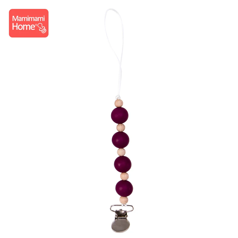 Wine red Mamihome детский прорезыватель, цепочка с зажимом, пищевой Перл, силиконовые бусины, металлический ниппель, держатель для детских товаров, игрушки, зажим для пустышки - Цвет: Wine red