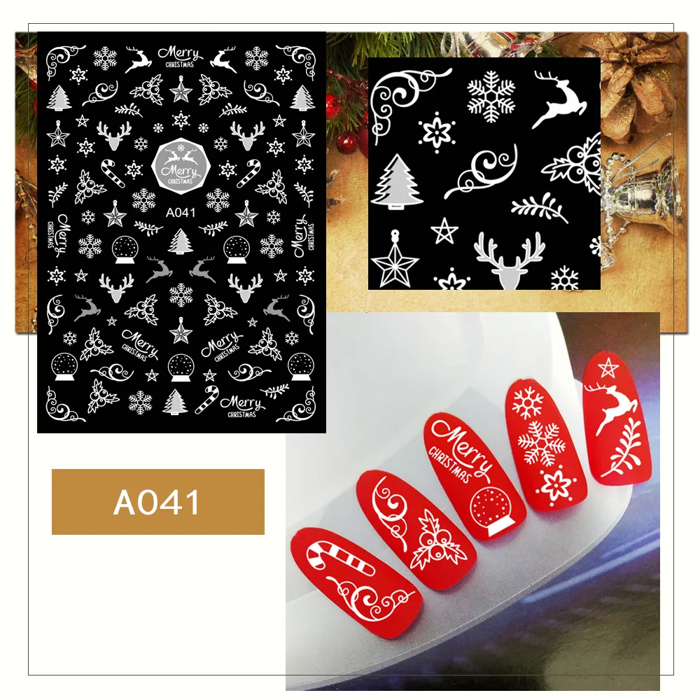 Merry Christmas Nail Art наклейки украшения самоклеющиеся исскуство ногати Стикеры s