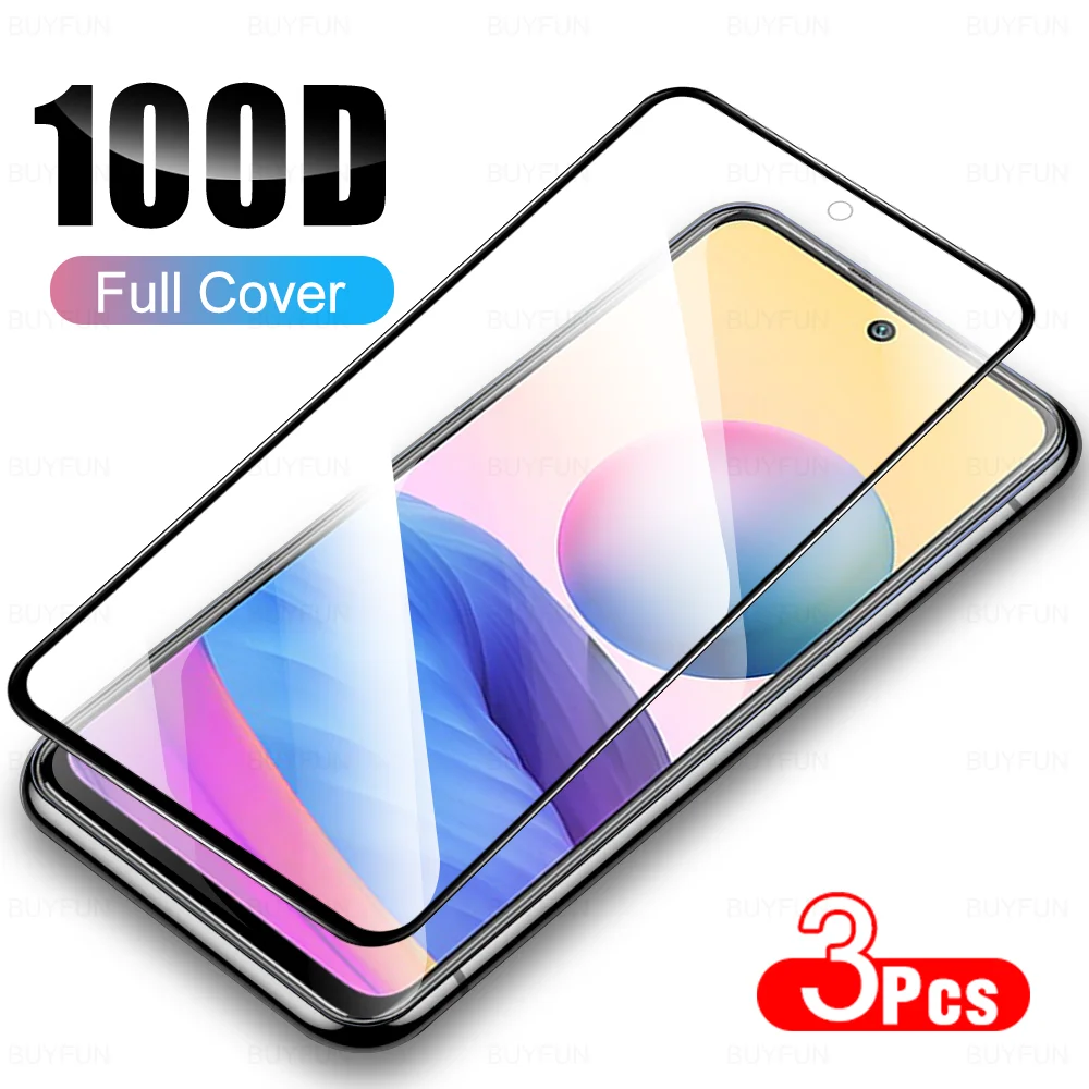 3Pcs Black Tempered Glass For Xiaomi Redmi Note 10 10T 10S Pro Max 5G 4G Cellphone Safety Protective Film Screen Protector | Мобильные