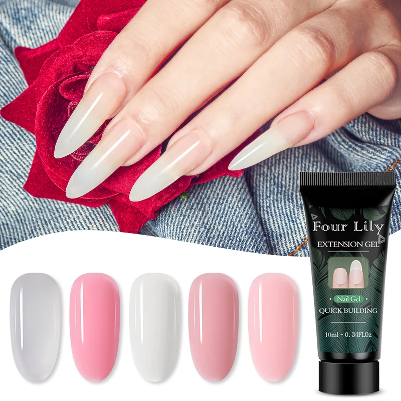 

Four Lily 10ml Quick Poly Building Nail Gel Nail Tips Acrylic Nail Art Builder Led UV Nail Gel Acrylic Poly Extension Gel