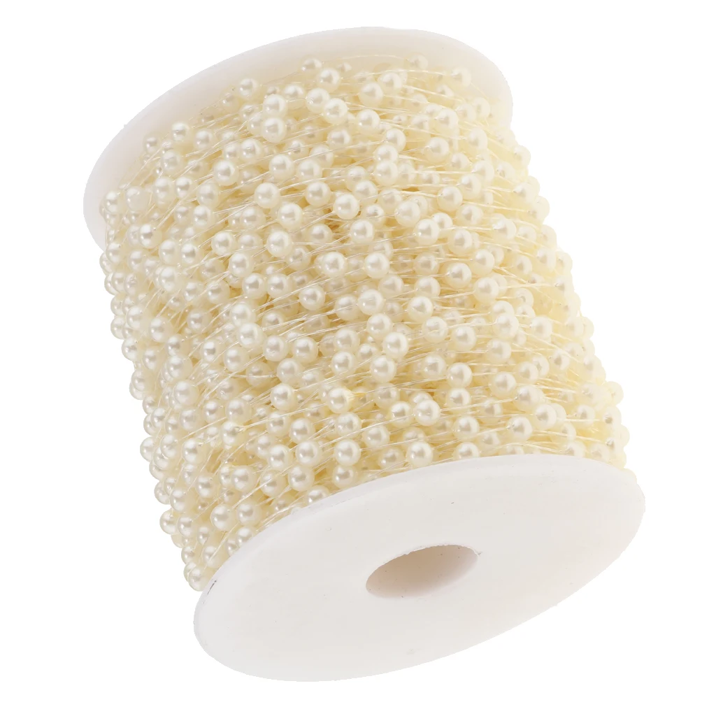 60m /197ft Crystal Pearl Beads Chain Garland Strands Wedding Party DIY Decor