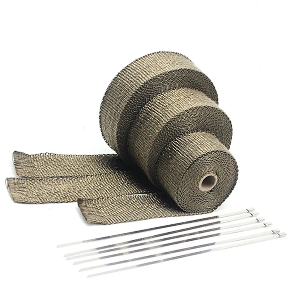 5cm*5M/10M/15M Roll Fiberglass Heat Shield Motorcycle Exhaust Header Pipe Heat Wrap Tape Thermal Protection Exhaust Pipe Insulat