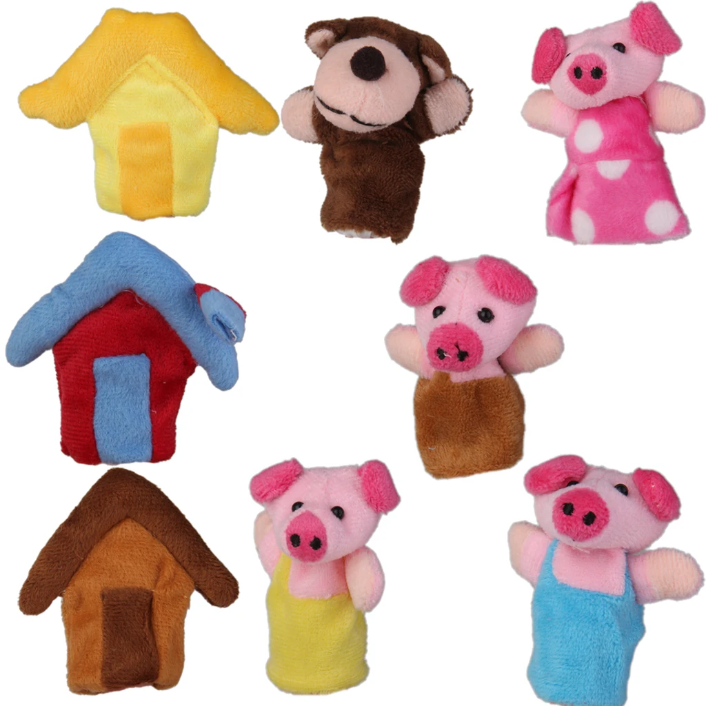 5/8/10Pcs Cartoon Animal Family Finger Puppet Role Play Tell Story Cloth Doll Educational Toys For Children Kids Gifts