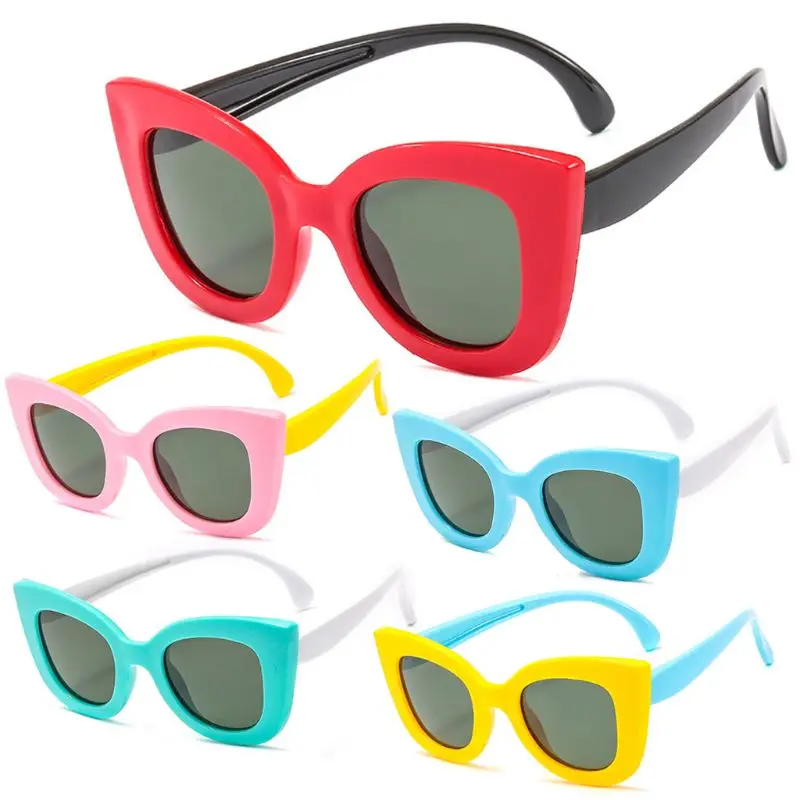

Children Sunglasses Boy Girl Kids Sun Glasses Cat Eye Ultra-soft Silicone UV400