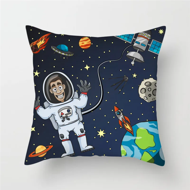 Fuwatacchi чехол для подушки с рисунком космонавты и ракеты, чехол для подушки для домашнего кресла, декоративные подушки 45*45 см - Цвет: PC08230