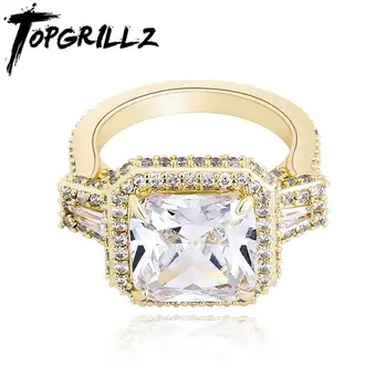 

TOPGRILLZ New Baguette Zircon Rings High Quality Iced Out Cubic Zirconia Fashion Women's Rings Hip Hop Charm Jewelry For Gift